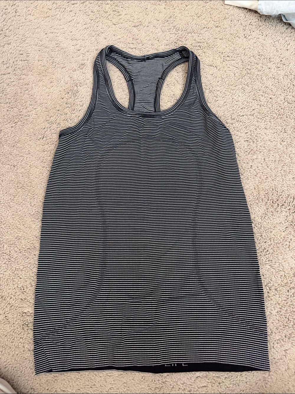 Lululemon- swiftly tech Striped Black and White Racerback Tank Top
